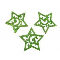 Zvezde - kovina, zelene, 7,5cm, 18kosov