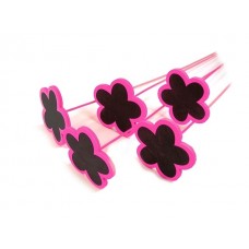 Tablice - roža na palčki, pink/črna, 7 cm, 20 kosov