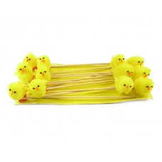 Piščanci iz pliša na palčki, rumeni, V 5 cm, 12 kosov
