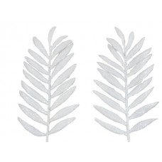 Palma listi z bleščicami na ž., beli, 16 cm, 8 kosov